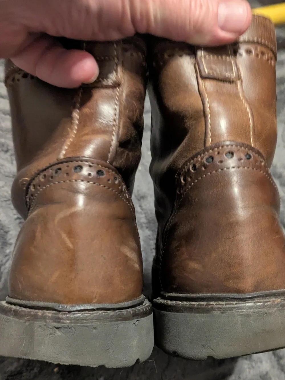 Allen Edmonds Men's Brown Leather Wingtip Boots with Blue Laces, 10 1/2